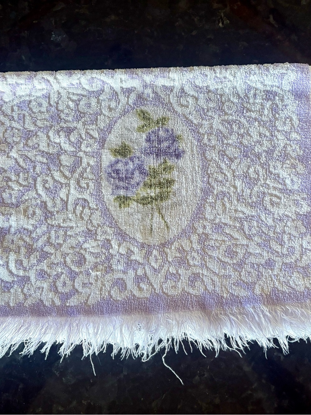 Vintage Lavender Floral Jacquard Hand Towel